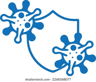 Virus resistance icon, virus infection icon blue vector