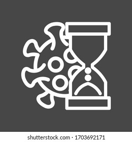 Virus risk white colored vector line icon with dark background