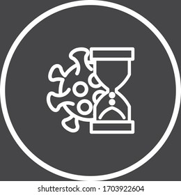 Virus risk white colored vector line icon with dark background