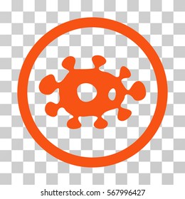 Virus rounded icon. Vector illustration style is flat iconic symbol inside a circle, orange color, transparent background. Designed for web and software interfaces.