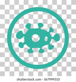 Virus rounded icon. Vector illustration style is flat iconic symbol inside a circle, cyan color, transparent background. Designed for web and software interfaces.