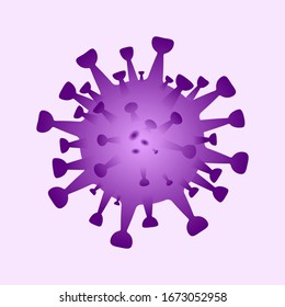 Das Virus SARS-CoV-2, COVID-19. Aussehen des Virus. Vektorillustration-Illustration in violett.