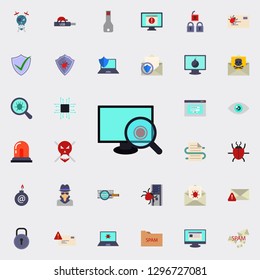 virus scan in computer icon. Virus Antivirus icons universal set for web and mobile