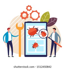 Virus scan concept. Vector graphic design flat cartoon illustration