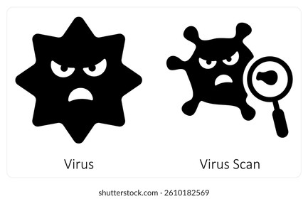 Virus and Virus Scan icon concept