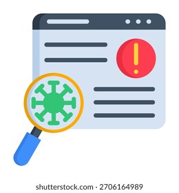Ilustración vectorial de estilo plano de icono de análisis de virus