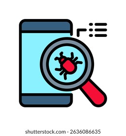 Ilustração de Vetor de Cores Lineares do Ícone de Verificação de Vírus