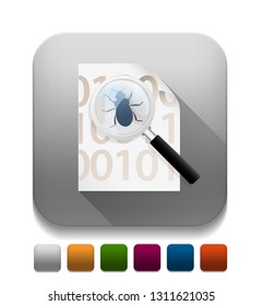 virus scan icon With long shadow over app button