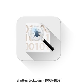 virus scan icon With long shadow over app button