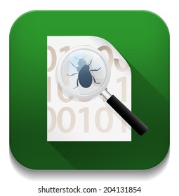 virus scan icon With long shadow over app button