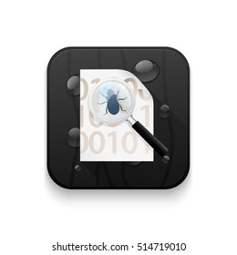 virus scan icon With long shadow over app button