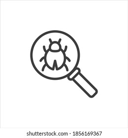 Icono de análisis de virus en fondo blanco