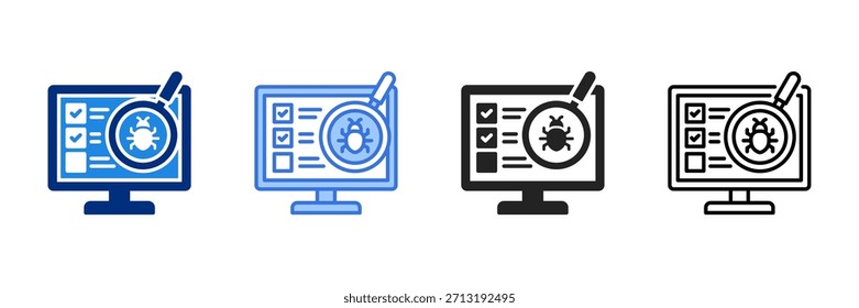 Virus Scan Icon Set Multiple Style Vector Illustration.