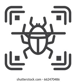 Virus scan line icon, security and antivurus, vector graphics, a linear pattern on a white background, eps 10.