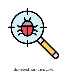 Virus, scan, search icon vector image. Can also be used for cyber security. Suitable for use on web apps, mobile apps and print media.