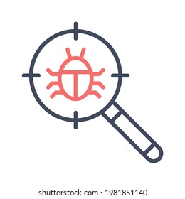 Virus, scan, search icon vector image. Can also be used for cyber security. Suitable for use on web apps, mobile apps and print media.