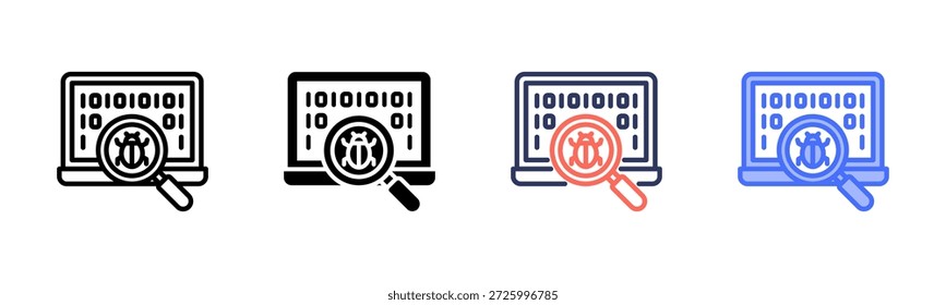 Conjunto de ícones de estilo de verificação de vírus