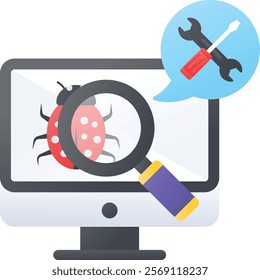 Virus Scanning System concept, Malware Spyware Detection Config vector color icon design, Web hosting service Symbol, Computing machines Sign, Internet Application Management stock illustration