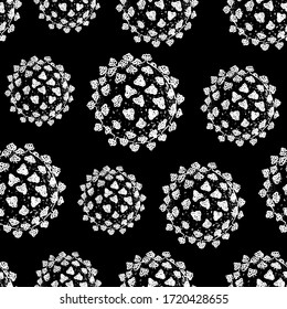 Virus seamless pattern. Biology organism background in vintage engraved style. Virus infection illustration. Hand drawn virus illustration