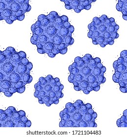 Virus seamless pattern. Biology organism background. Virus infection illustration. Hand drawn virus illustration