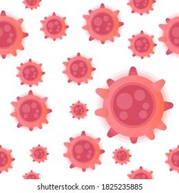 Virus Seamless Pattern: Convey the importance of health with this seamless illustration. Featuring various coronavirus strains on a white background, this pattern is ideal for medical and awareness 