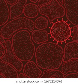 Patrón sin problemas de virus. Coronavirus 2019-nCoV, COVID-19, jeringa. Análisis de sangre para virus o bacterias. Pandémica del SARS Patógenos respiratorios Chino corona virus. Diseño para sitios web, impresión