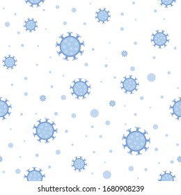 Virus seamless pattern. Coronavirus 2019-nCoV, COVID-19, syringe. Blood test for virus or bacteria. SARS Pandemic Pathogen respiratory Chinese corona virus.