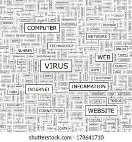 VIRUS. Seamless pattern. Word cloud illustration. Vector illustration. 