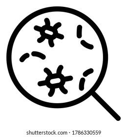 Icono plano de búsqueda de virus aislado en fondo blanco