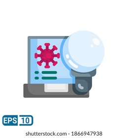 icono de búsqueda de virus en estilo plano aislado en fondo blanco. EPS 10