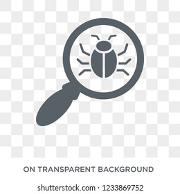 Virus search icon. Trendy flat vector Virus search icon on transparent background from Internet Security and Networking collection. 