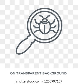 Virus search icon. Trendy flat vector Virus search icon on transparent background from Internet Security and Networking collection. High quality filled Virus search symbol use for web and mobile