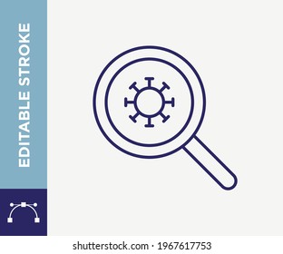 Icono de salto modificable del vector de contorno del laboratorio de búsqueda de virus