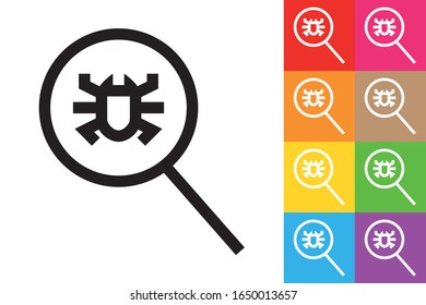 Virus Search. Line Icon With Different Color Background.