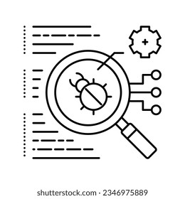 virus searching line icon vector. virus searching sign. isolated contour symbol black illustration