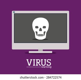 virus and security system design over purple background, vector illustration