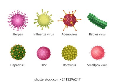 Virus set. Isolated vector illustration