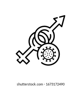 icono del sexo de virus. Gráfica vectorial plana en fondo blanco.