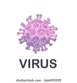 Virus shape design of vector. Character design. Doodle style.