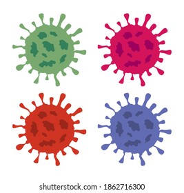 Virus shape icon. Virion vector illustration. Coronavirus disease symbol. Influenza epidemic logo. Covid-19 pandemic sign. Cartoon style clip-art. Isolated on white background.