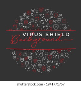 Virus Shield Background, Vector on Dark background with Virus Shield icons, Vector Illustration