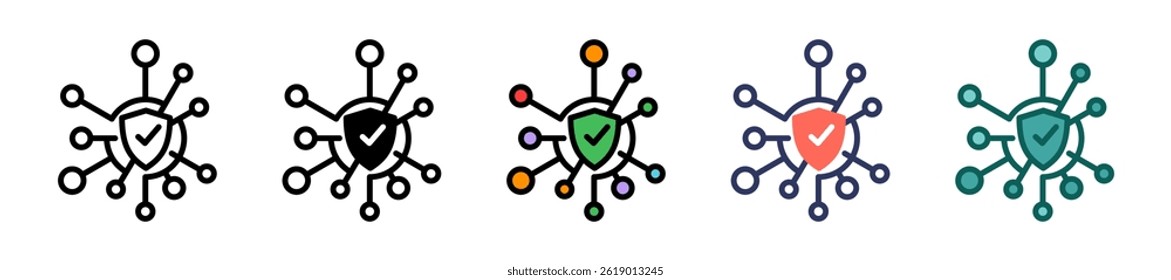 Virus Shield Icon Multiple Vector Illustration
