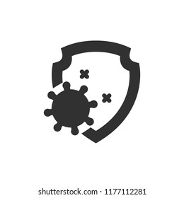 virus and shield. monochrome icon