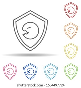 Virus in the shield in multi color style icon. Simple thin line, outline vector of virus antivirus icons for ui and ux, website or mobile application