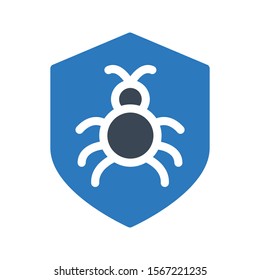 virus shield vector glyph colour icon 