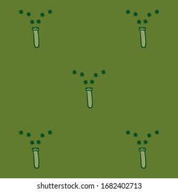 Virus Sick. Seamless Pattern. Simple Different Kinds of Viruses. Vector Illustration Molecular structure Backdrop. Disinfectant anti mold Backdrop.  Bacteria Illustration.