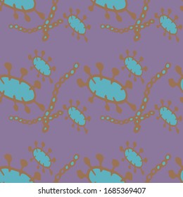 Virus Sick. Seamless Pattern. Simple Ebola Epidemic Sick Microorganism disease causing Abstract molecule Backdrop. Control and antiseptic Background.  Bacteria Illustration.