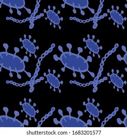 Virus Sick. Seamless Vector. Simple Virus Infection Bacteria and germs, Molecular structure Backdrop. Control and antiseptic Background.  Bacteria Illustration.