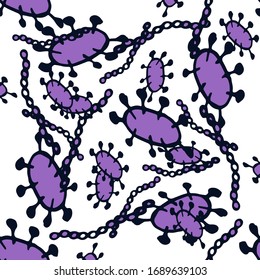 Virus Sick. Nahtlose Vektorillustration. Einfache Ebola-Epidemic-Sick-Mikroorganismus-Krankheit, die eine flache Vektorillustration-Illustration Hintergrund. Antivirale Behandlung im Krankenhaus Hintergrund.  Virusillustration.