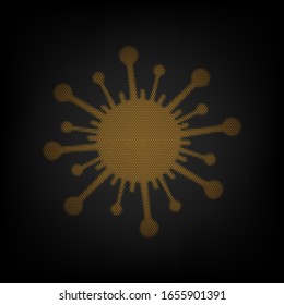 Virus sign illustration. Icon as grid of small orange light bulb in darkness. Illustration.